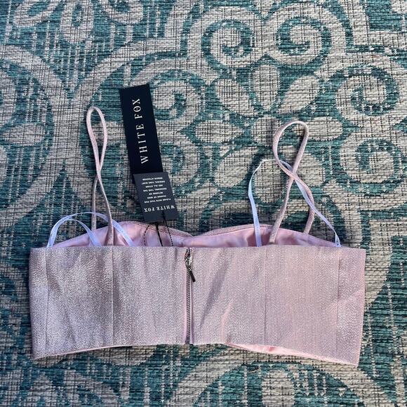 White Fox Boutique Stargazing Pants and All Mine Crop Top Set Baby Pink - Size L - Picture 2 of 16